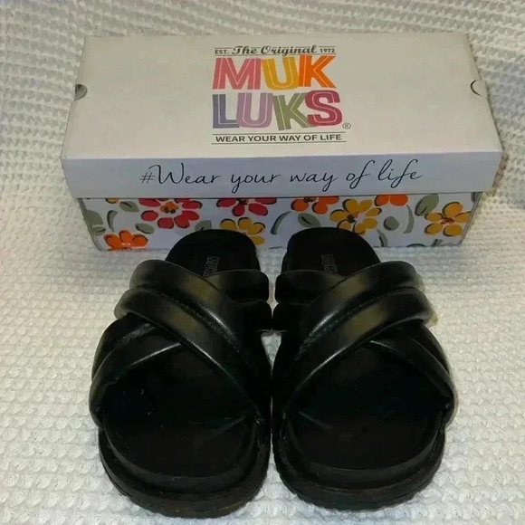 Muk Luks Women’s Tidal Wave Sandals Bkack - Picture 1 of 7
